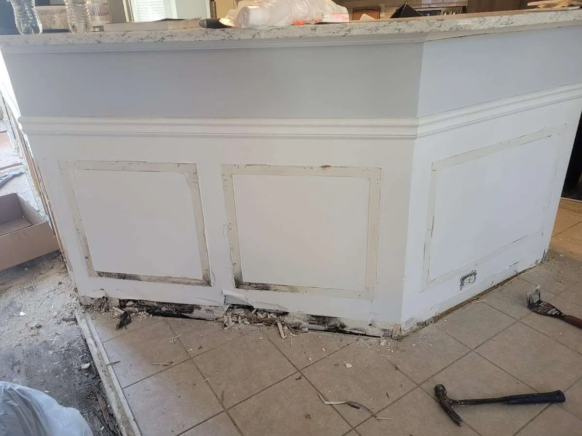 Water damage and mold on kitchen during Storm Damage Restoration in York